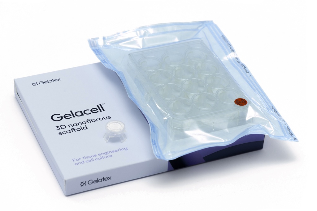 Gelacell™ - Gelatin 12 well plate with cell crowns | Gelatex
